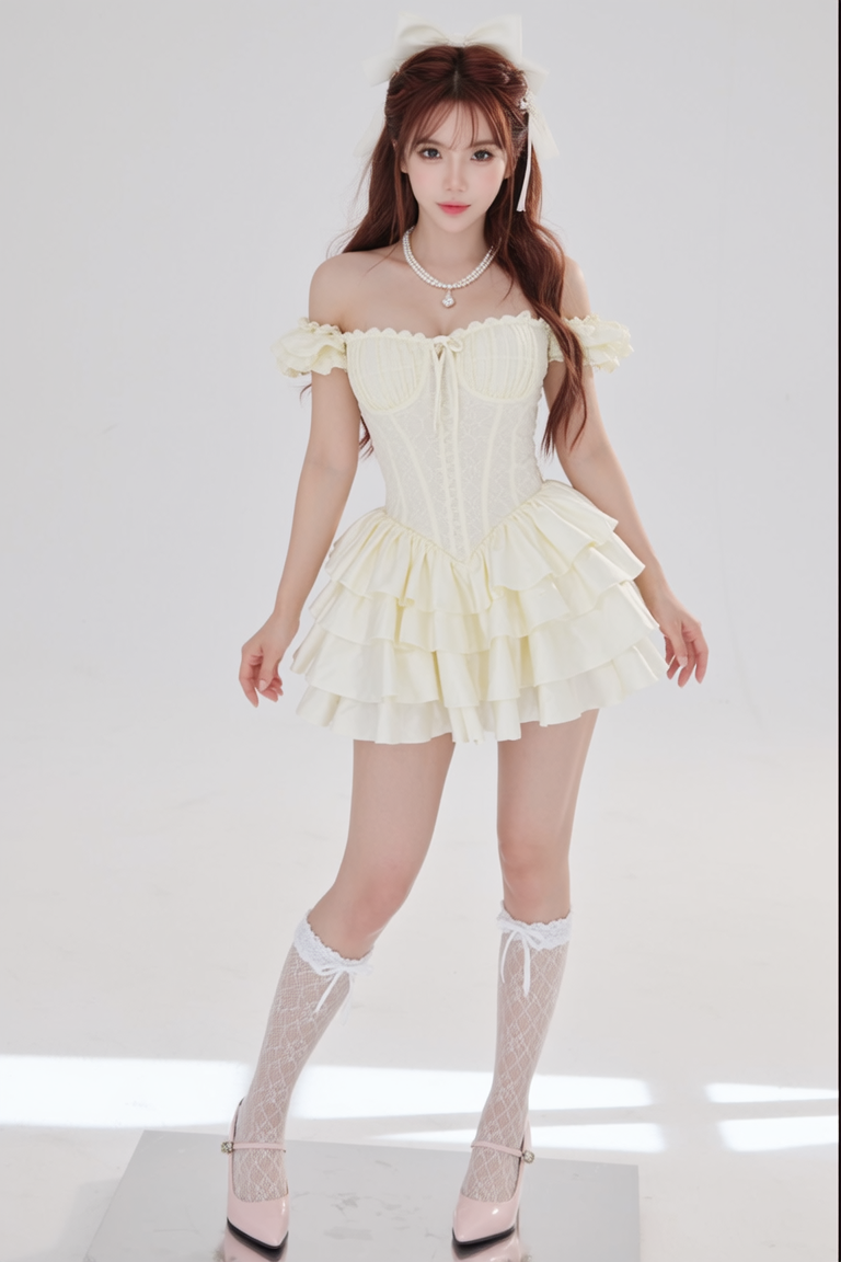 SILHOUETTE 03 -  어깨에서 아래로 흐르는 반복되는 peach noir